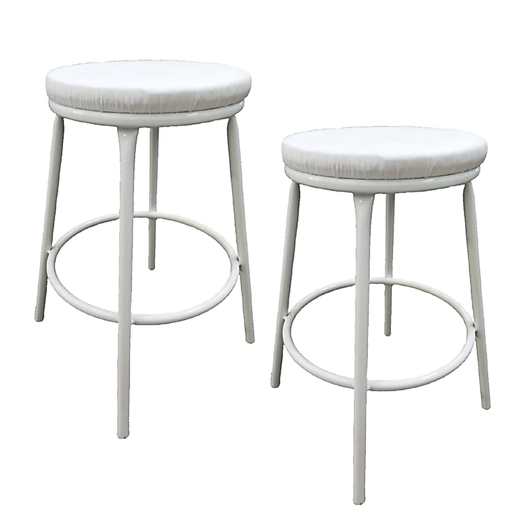 Kit 2 Banco Baixo 50 Cm Sem Encosto Para Cozinha-mesa-bar Estrutura Branco