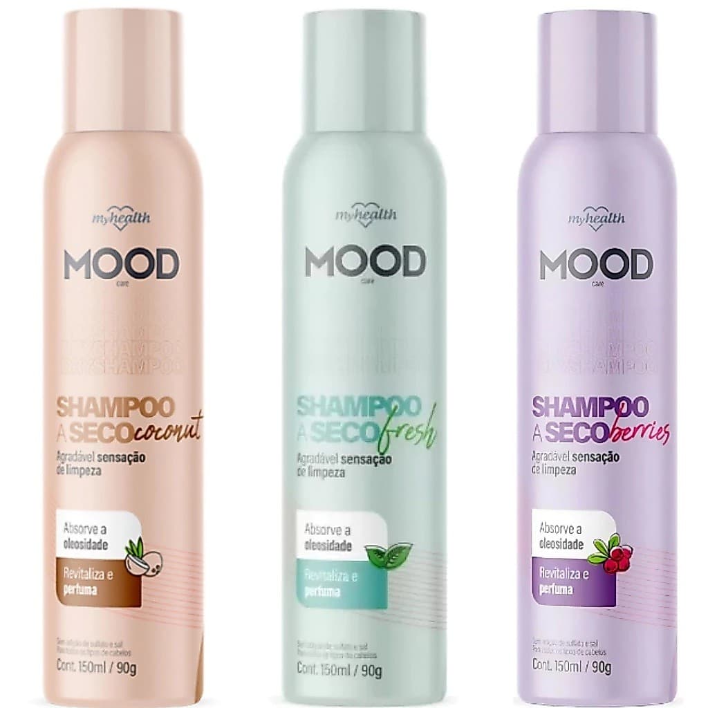 Shampoo a Seco Spray Kit com 3 Unidades Mood 150ml Aerosol My Health