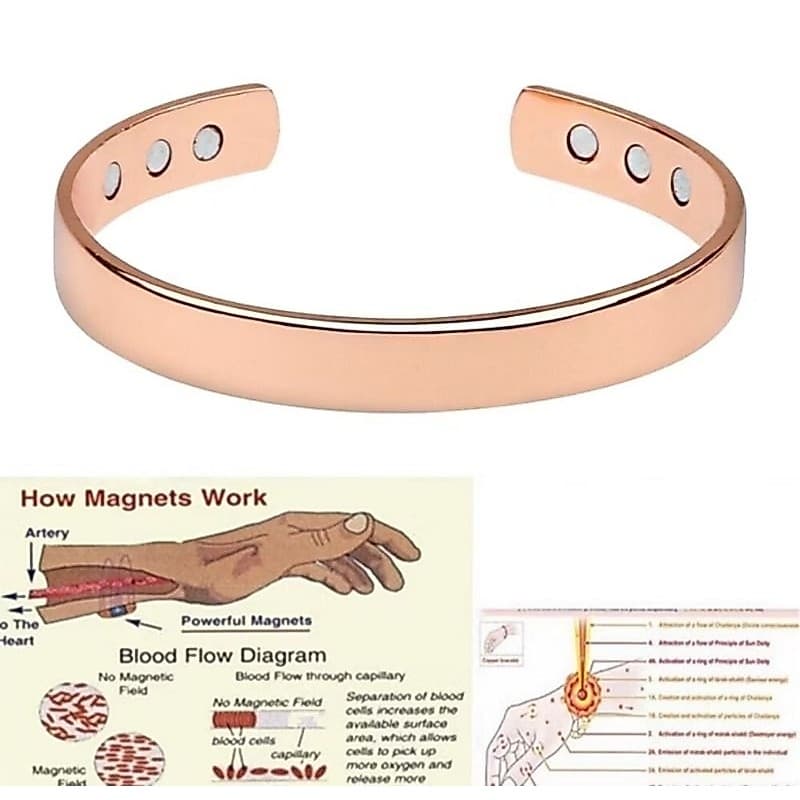 Pulseira Bracelete Magnético Unissex Revestida de Cobre Alívio De Dores Artrite Artrose