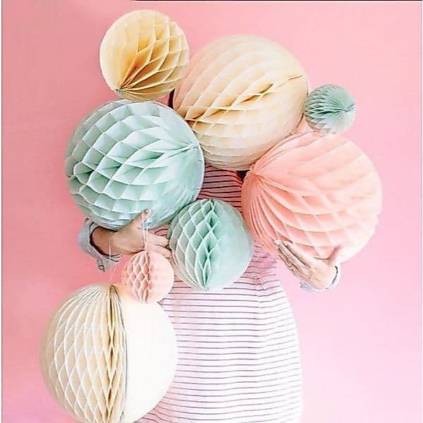 Globo de Papel Colméia Bola de Papel de Seda Enfeite Balão Decoração 15CM 25CM 35CM 38CM - Div.Cores