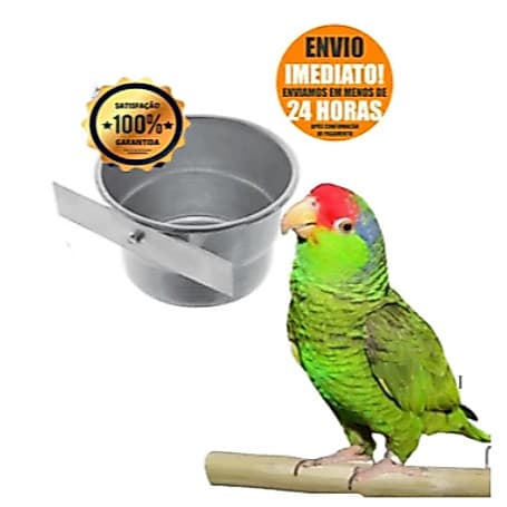 Kit 2 Pote Caneca de Aluminio Para Papagaio Calopsita Maritaca Loro Ring Neck Aves Pássaros