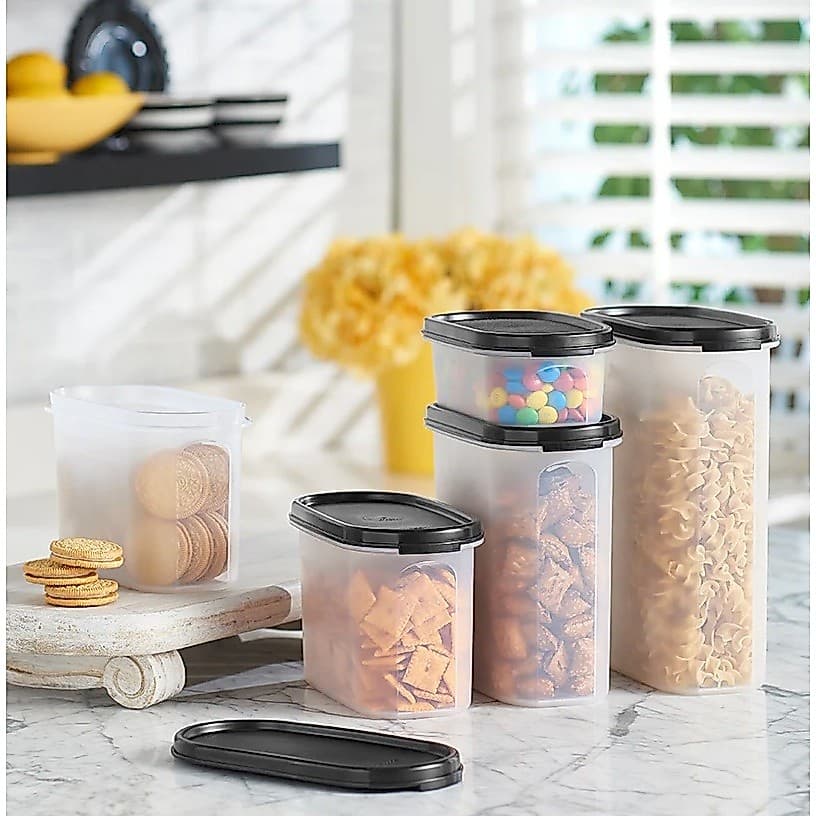 Porta Mantimentos Tupperware Modular Oval Tampa Preta