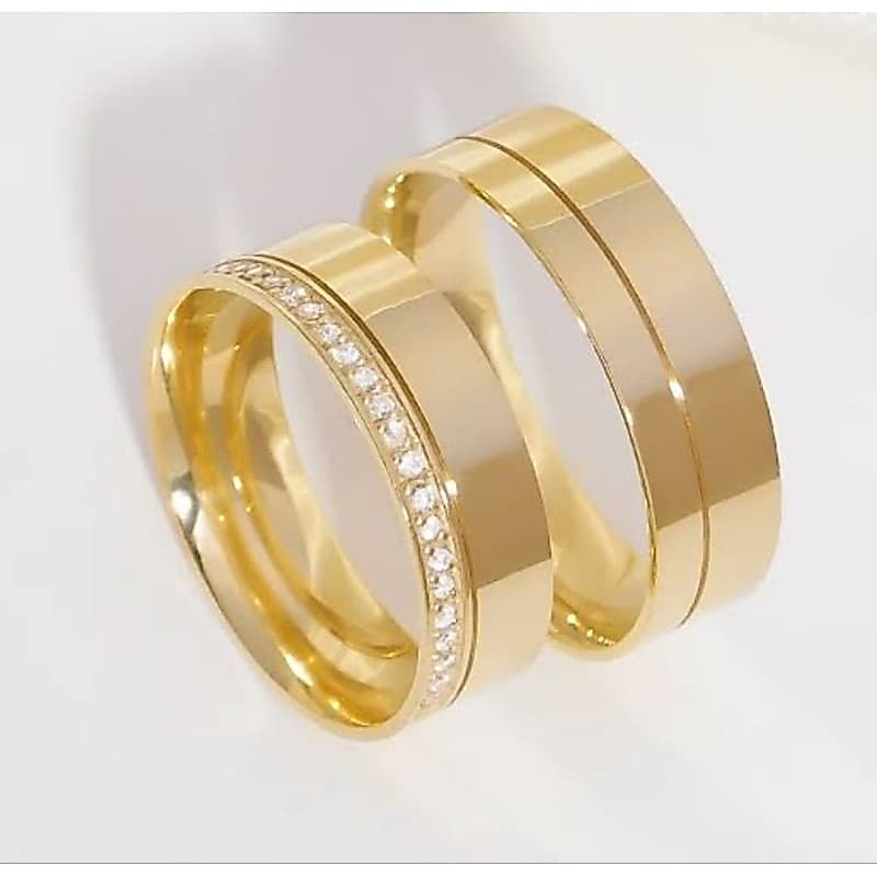 Aliança Tungstênio 6mm Banhado a Ouro 18k