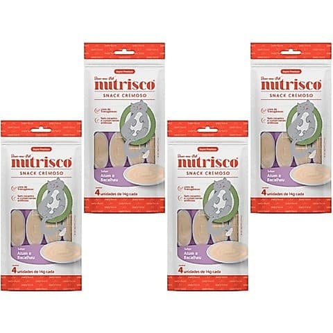 Kit 4 Nutrisco 56g cada Atum e Bacalhau Gatos - Como Churu
