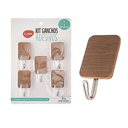 KIT  GANCHO ADESIVOS 5 PÇS MAXIMO 3 KG CLINK