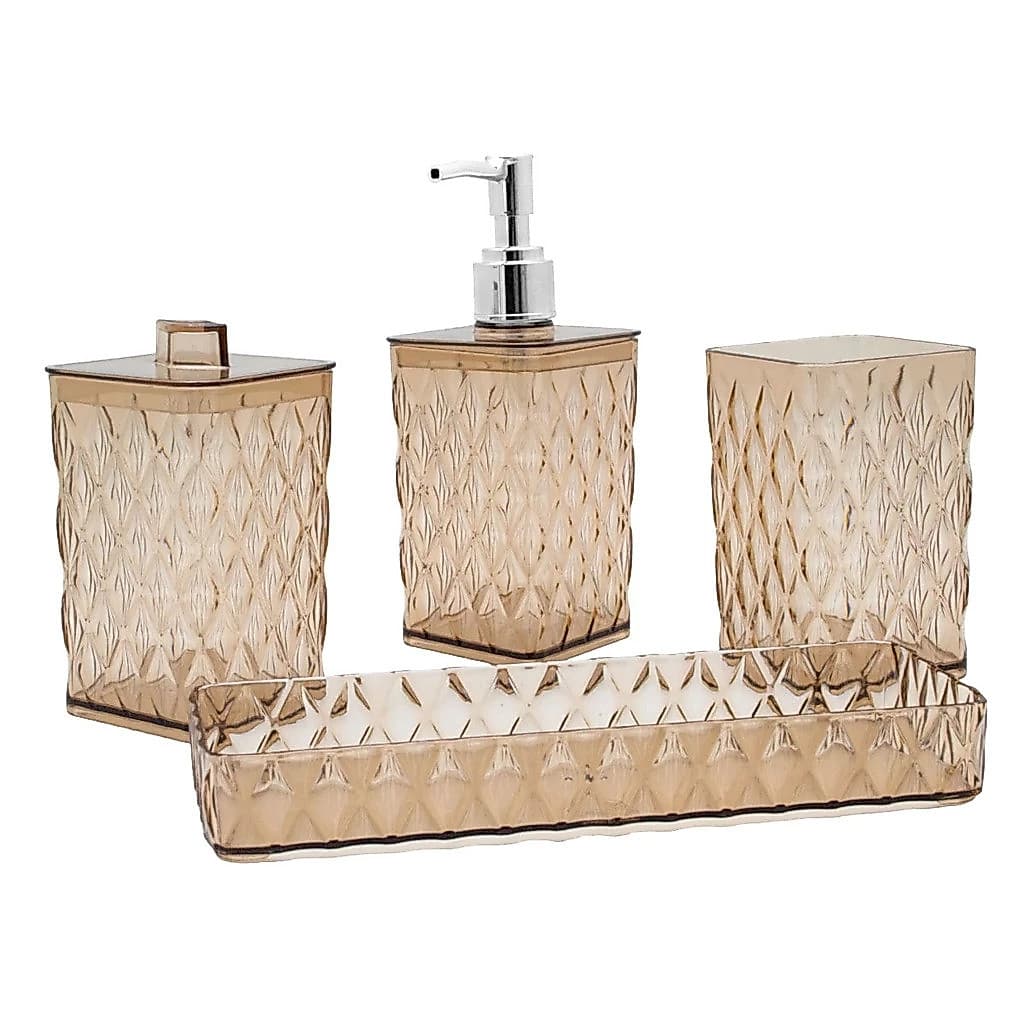 Kit Banheiro Conjunto 4 Peças Completo Acrílico Decoração Banheiro Kit Banho Glamour Lavabo