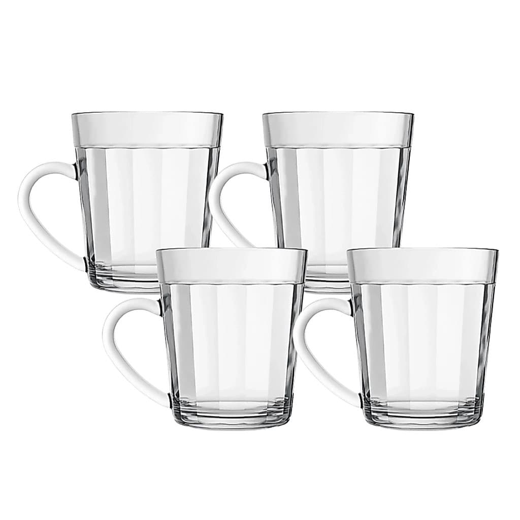 Jogo 4 Xícaras Caneca Americana 270ml Vidro Temperado Com Alça Para Café Expresso Chá
