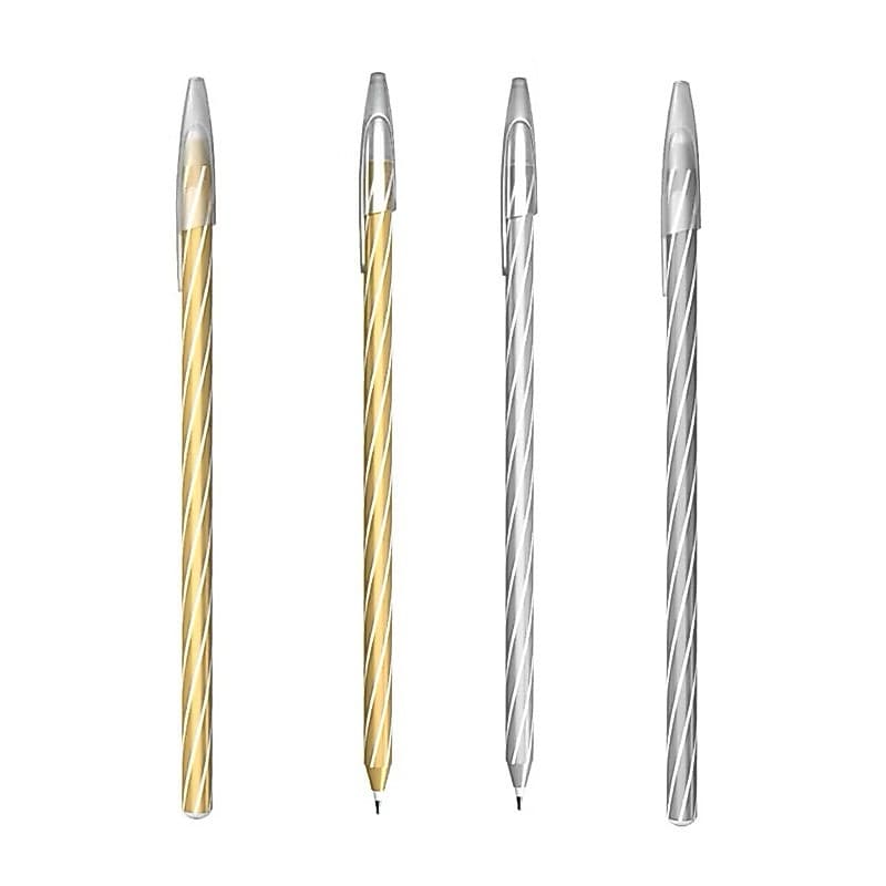 Kit 2 Canetas Spiro Gem Prata + 2 Canetas Spiro Gem Dourada