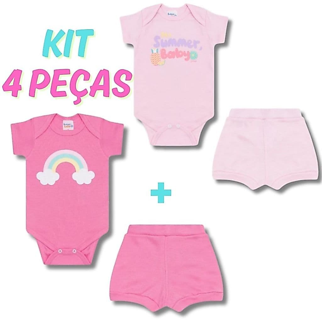 Kit body bebê Conjunto 4 peças 2 conjuntos bebe menina