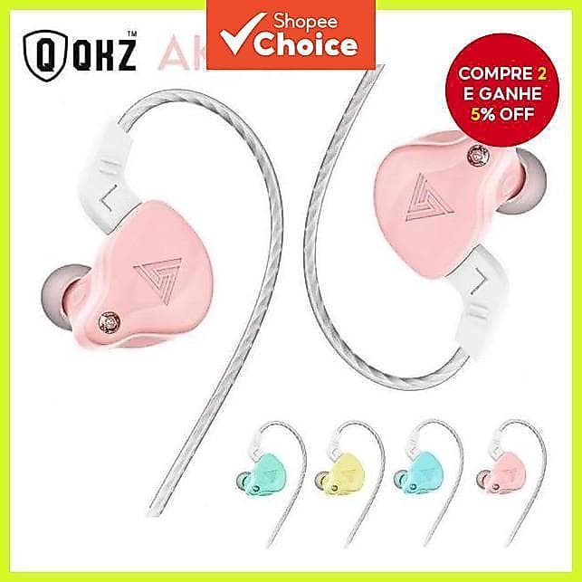 Fones de ouvido QKZ AK6-X, drivers de cobre, HiFi esportivos, intra-auriculares, com microfone e fone com fio
