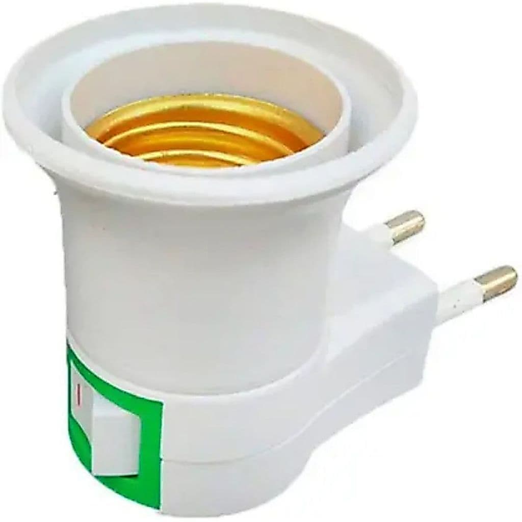 Adaptador Tomada Soquete E27 para Lampada Bivolt Chave Liga Desliga - Wlxy