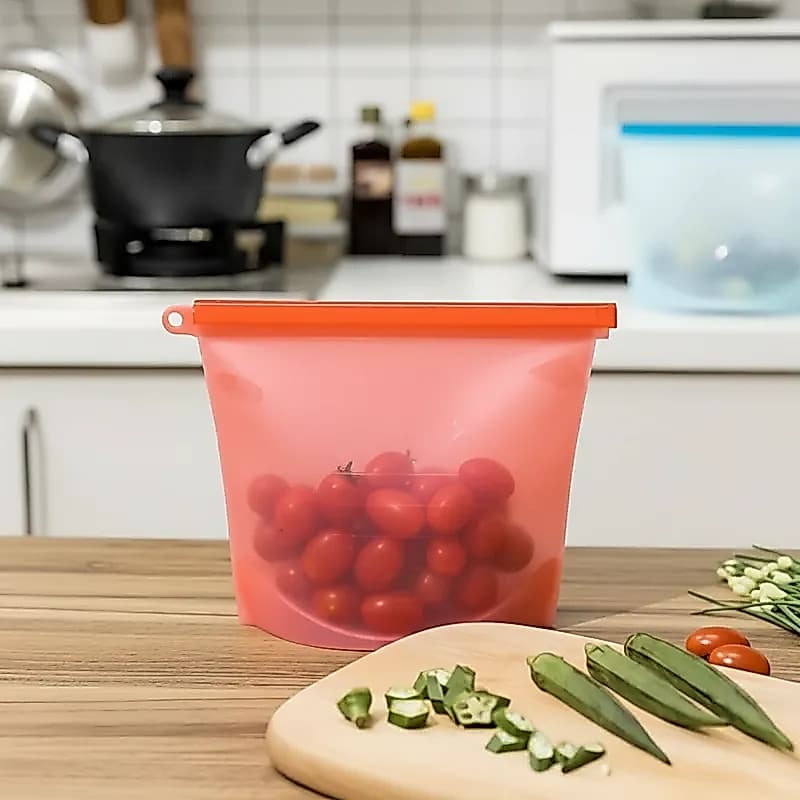 Saco de Silicone 1 Litro para Armazenamento de Alimentos Diversas Cores
