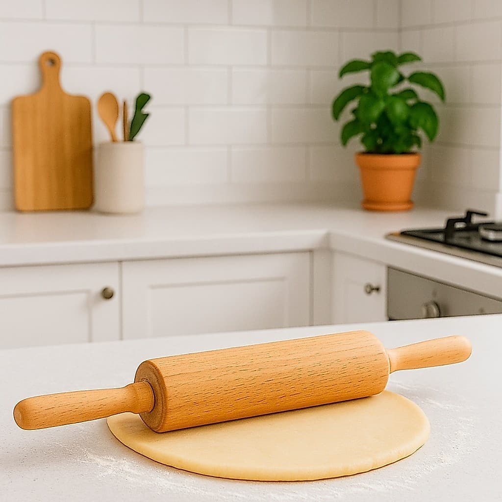 Rolo de Massa em Madeira Natural para Pizza e Massas Artesanais