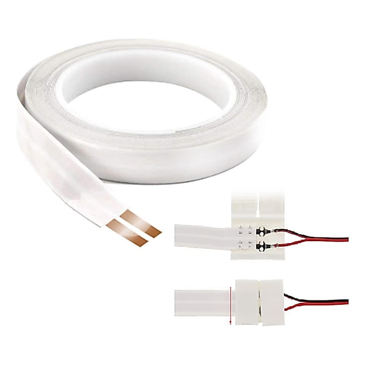 Kit 2mts Fita Elétrica 2 Vias 10a + 2 Conectores Clip Frankever Hx-fl20505ws Branco