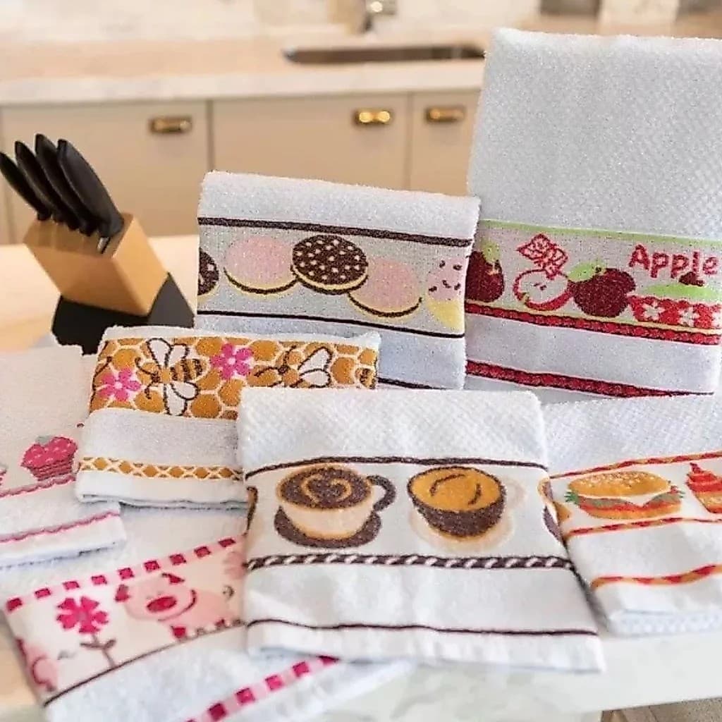 Kit 4 Panos de Prato/Copa Jacquard 100% Algodão 50x70cm | Coleção Kitchen