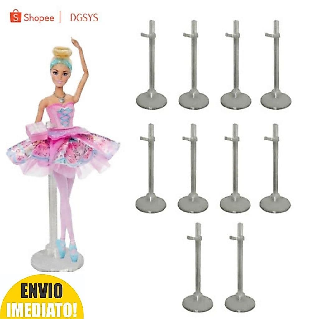 Kit 10 Suportes Transparentes Pedestal Para Bonecas E Bonecos Expositor Ajustável