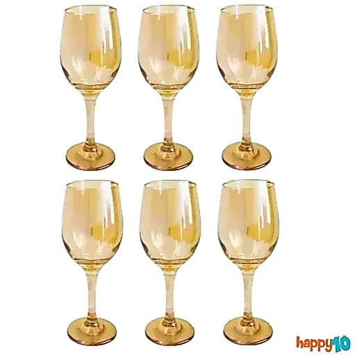 Kit 6 Taças De Vinho Em Vidro Mesa Posta Cor Âmbar 330ml - Jogo