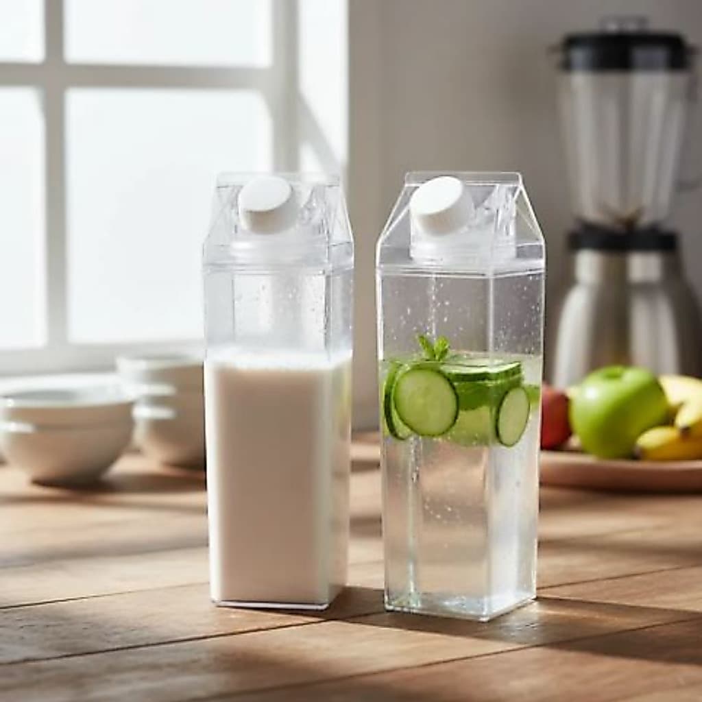 Kit 2 Garrafaa  Acrílico Resistente 1L Geladeira Transparente Bebidas Água Leite Suco