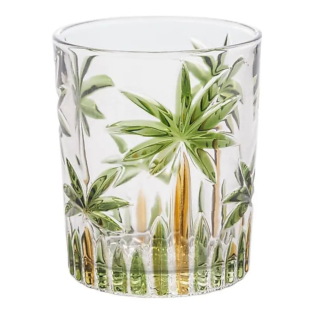 Copo Baixo Palmeira Tree Handpaint Wolff 340ml Cristal Ecológico