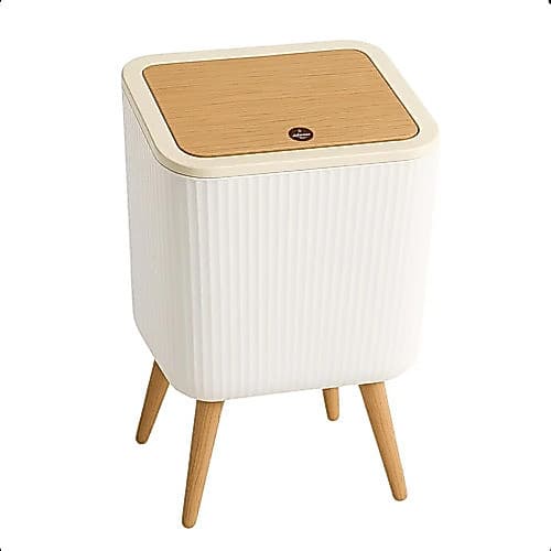 Lixeira Cozinha Banheiro Cesto de Lixo Retro 9l Tampa Click Pés Banheiro Cozinha Escritório Branco