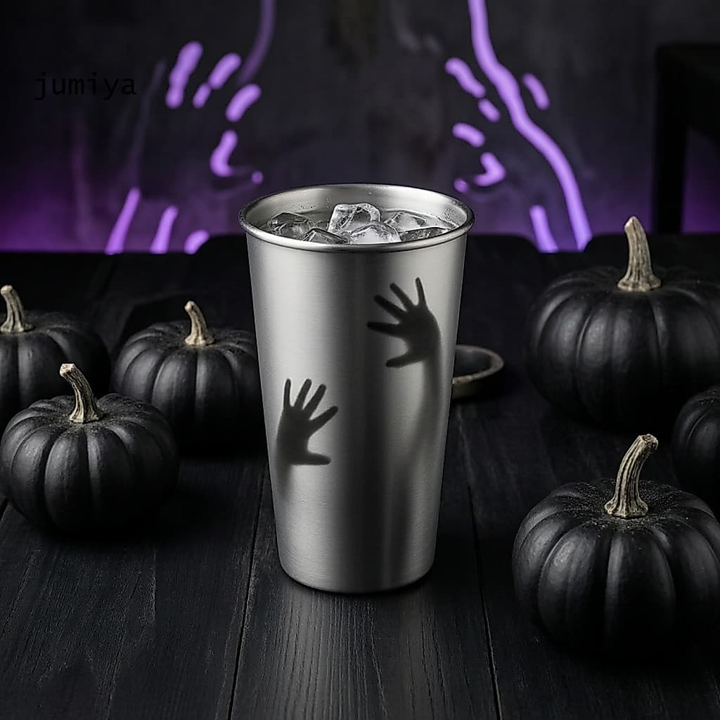 JY Copo Frio Com Padrão Fantasma Assustador , De Metal Tema De Terror , Caneca Portátil Leve Para Festa De Halloween