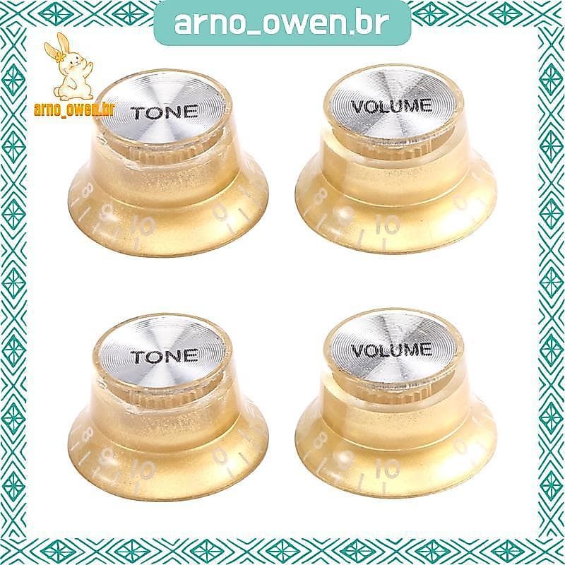 [arno_owen.br] 4 Peças Botões De Controle De Velocidade 2 Tons 2 Volumes Para Guitarra LP Dourados Acessórios De