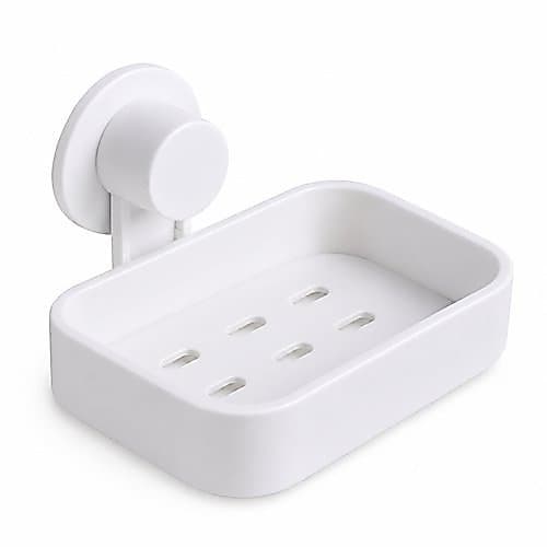 Suporte Sabonete Ventosa Fixacao Forte Sem Furo Organizador Banheiro Branco