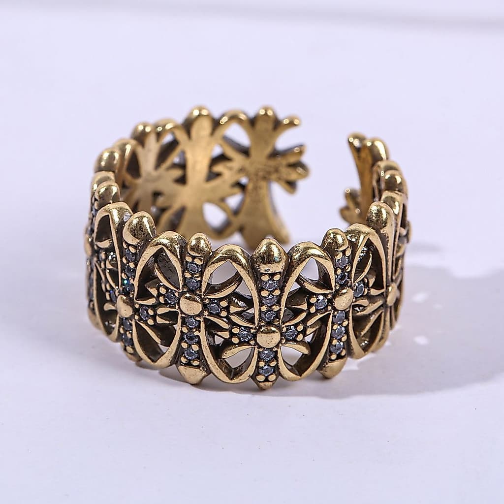 Anel De Cruz De Lápide De Prata Esterlina Vintage Cristal Rock Gótico Clássico Para Homens E Mulheres