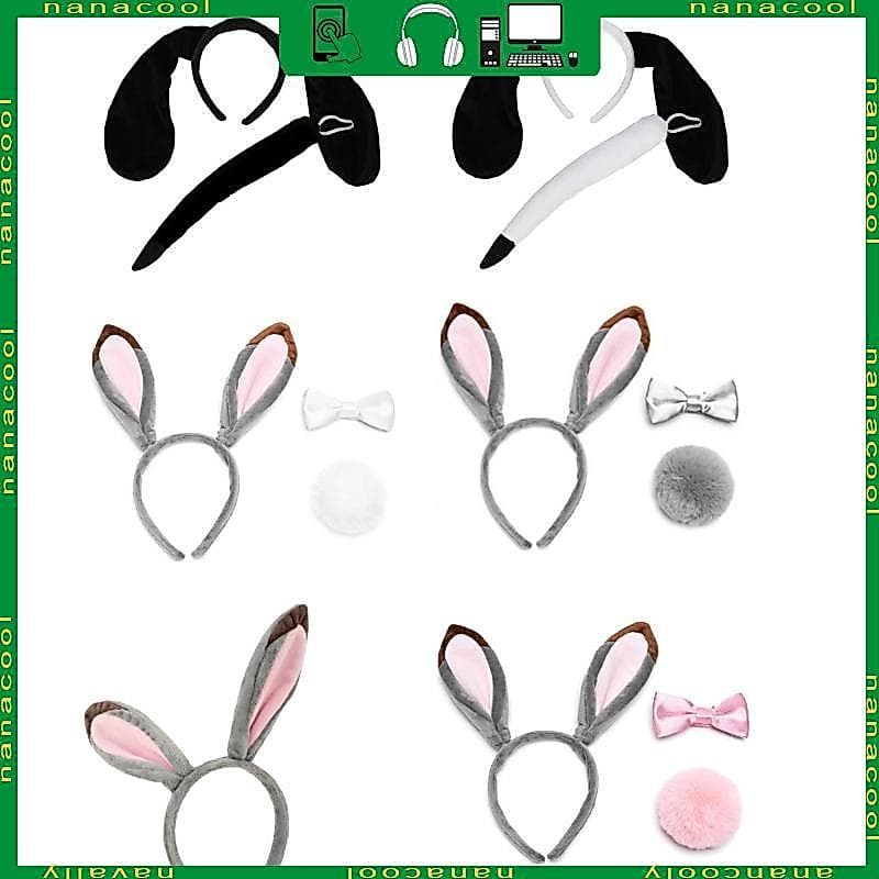 nana Orelhas Animais Bandana E Cauda Para Meninas Halloween Festa Natal Bonito Headwear Cosplay Adulto