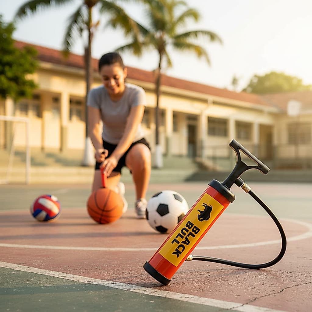 Bomba De Ar Manual Amarela Encher Pneu Bicicleta Bola Boia