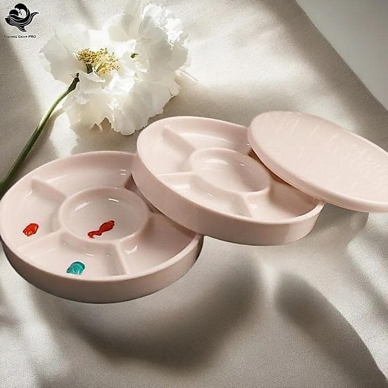PFG Imitação De Porcelana Paleta Redonda Com Tampa Acrílico Pintura Em Aquarela Multifuncional Bandeja De Branca Suprime