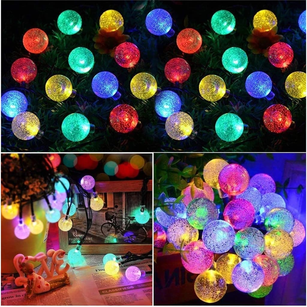 Cordão Varal LED 40 Bolinhas Cristal 10 Metros 110v- Luz RGB Colorido Decoração
