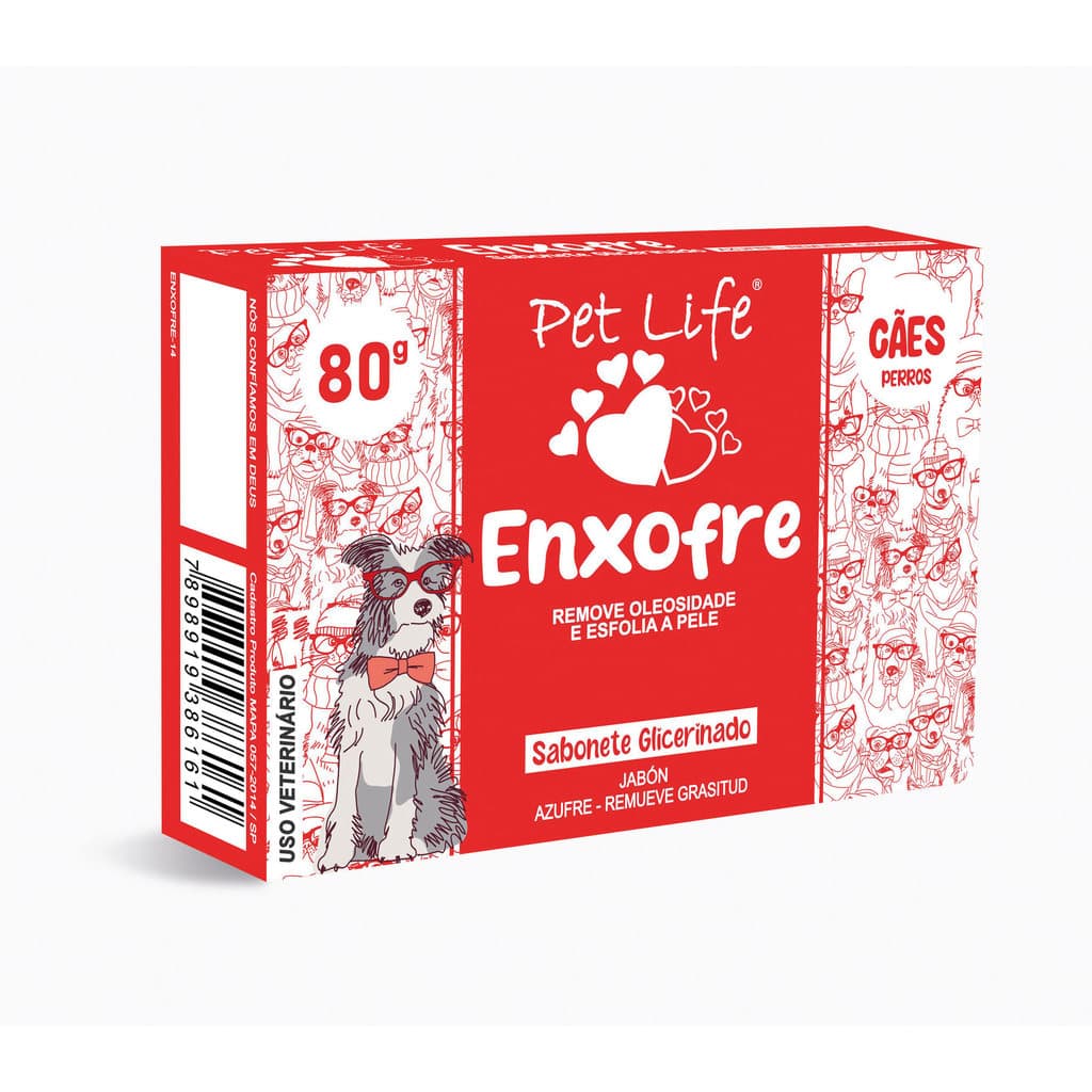 Sabonete Enxofre Pet Life Para Cachorros - Com 80g