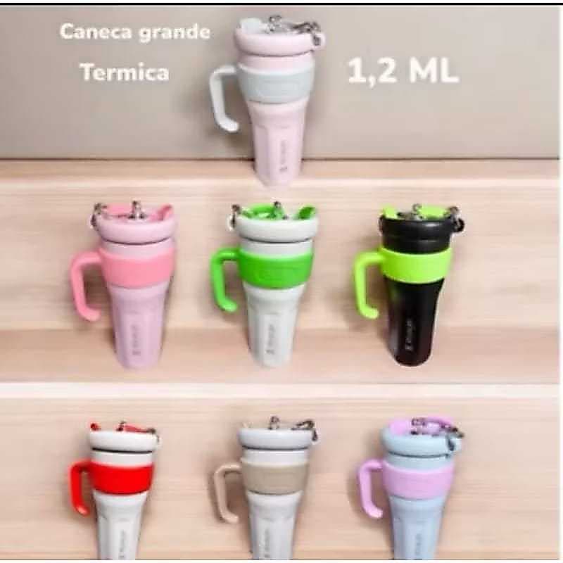 Copo térmico com Canudo de Inox 1200ml Com Alça Isolamento Térmico Academia com tampa 2 funções
