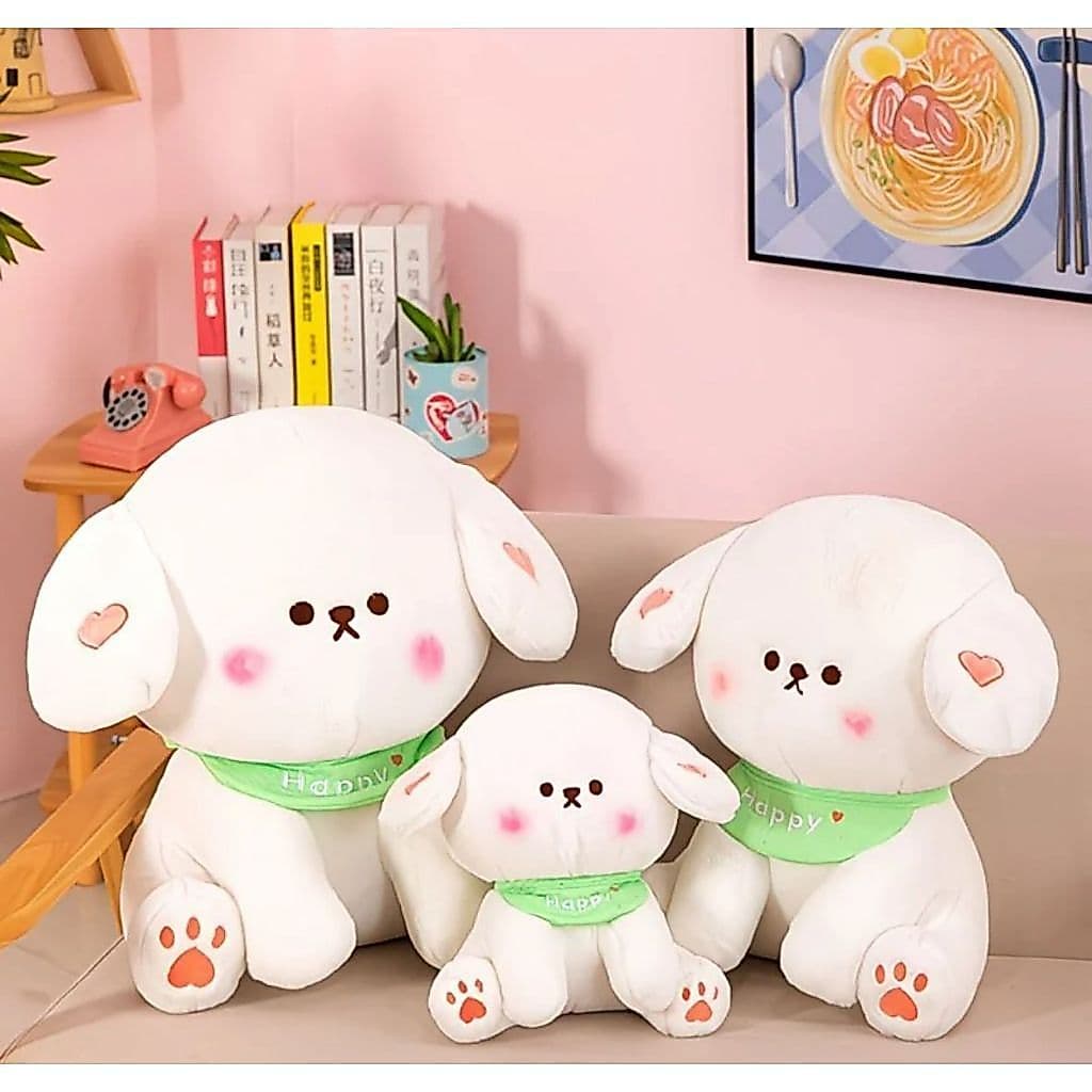 Pelúcia Cachorrinho Branco Fofo 40cm Boneco de Plush Macio Kawaii Decorativo Presente Infantil Envio Imediato