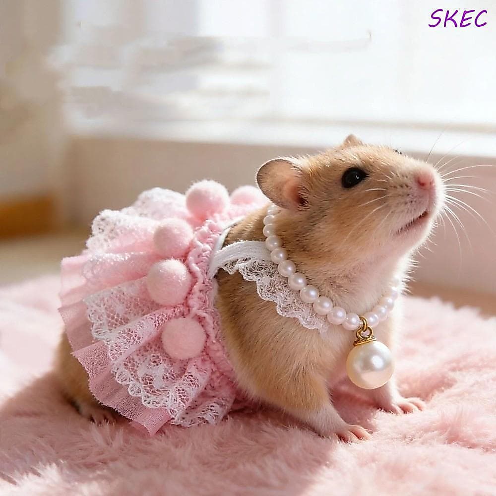 Saia De Renda Para Hamster SKEC , Lindo Colete Pequeno Feito À Mão Animais De Estimação , Confortável Com Colar De Pérol