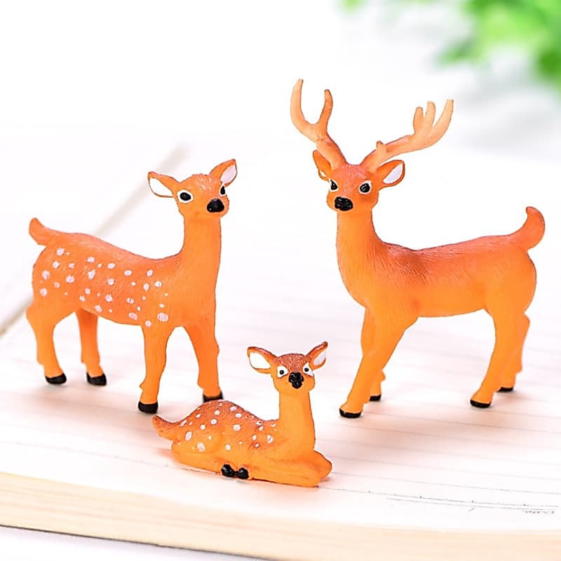 Conjunto de 3 Peças Mini Fadas em Forma de Cervo para Decoração de Jardim de Fadas e Bonsai VKPN