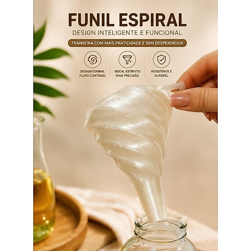 Funil  Multiuso | Design Espiral Moderno e Exclusivo | Diversas Cores