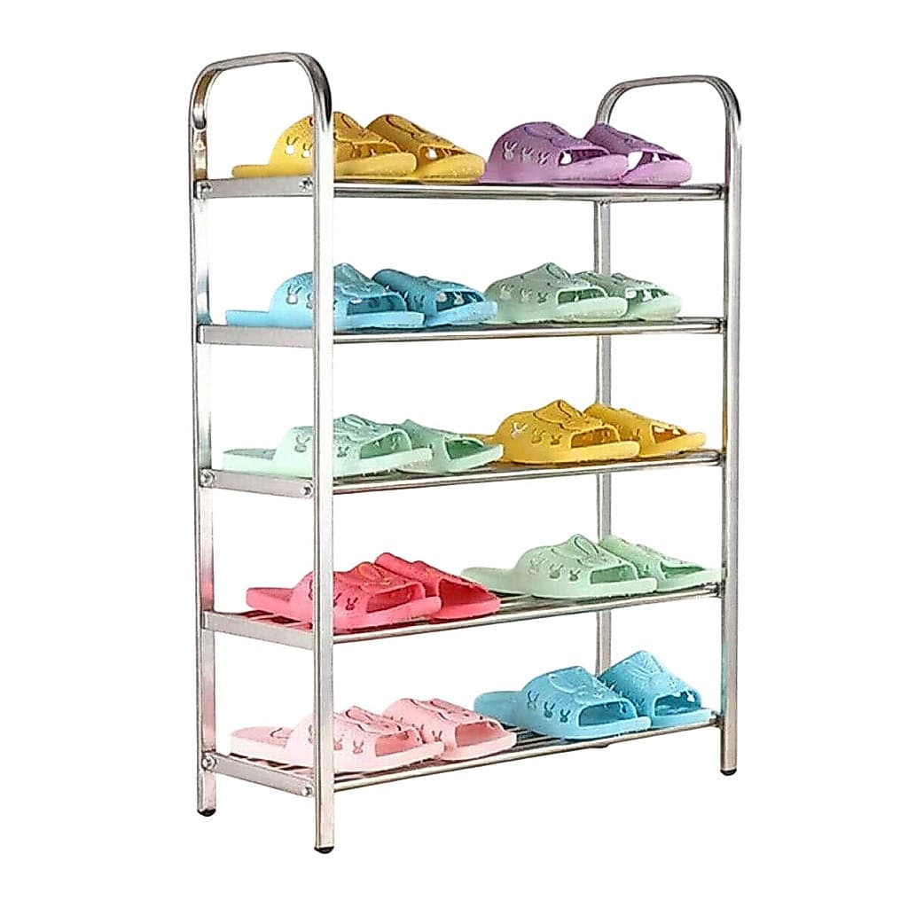 Sapateira de Inox 5 Andares Prateleira Sandalia Calçado Tenis Sapato Organizaçao Rack Multiuso Objeto Entrada Estante