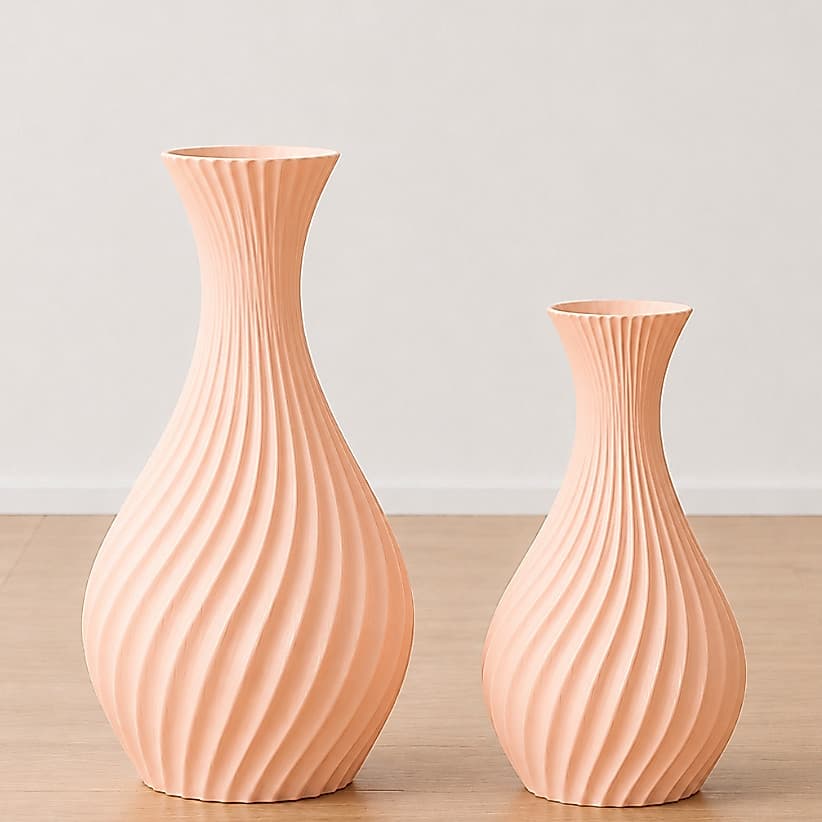 Kit 2 Vasos Decorativos em Espiral Impressão 3D Home Decor