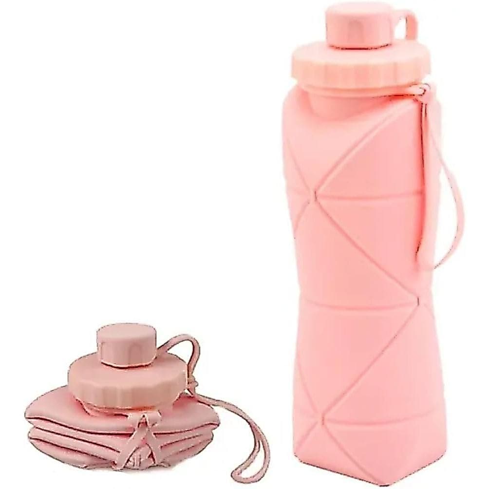 Garrafa de Água de Viagem Dobrável de Silicone 20oz 600ml, Reutilizável, à Prova de Vazamentos, Livre de BPA, Garrafa Es