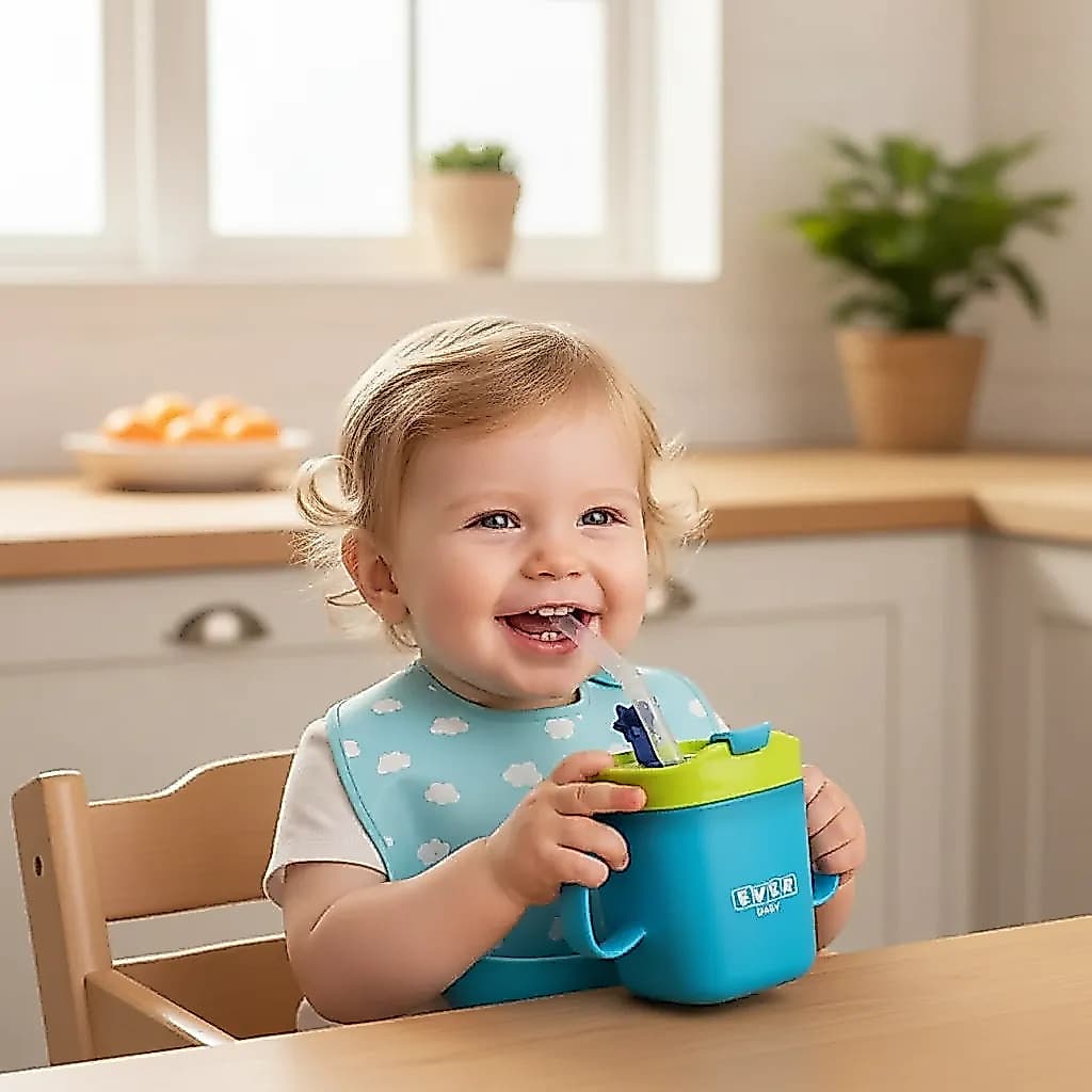 Copo 2 Em 1 C/ Tampa E Canudo Para Bebê 240ml