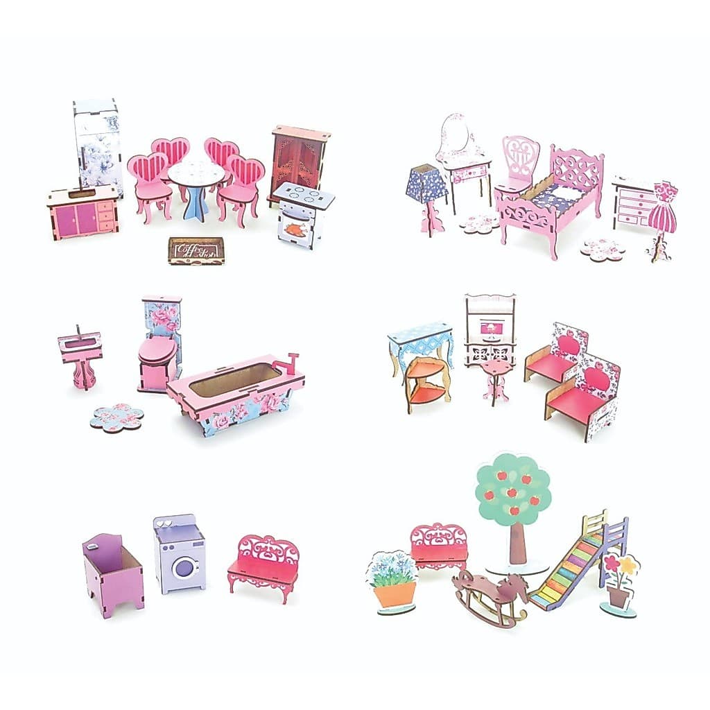 Kit mini moveis coloridos para casinha