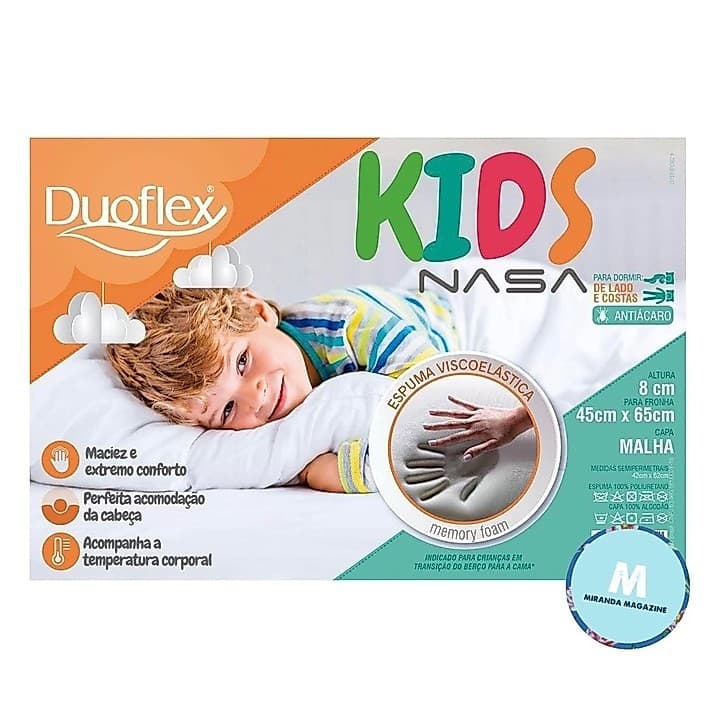 Travesseiro Nasa Infantil Antialérgico Duoflex Original