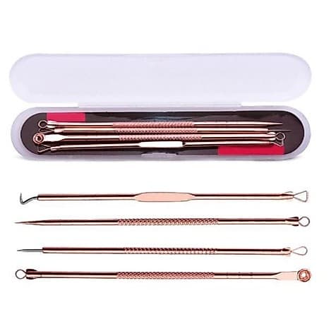 Kit Acne Espinha Extrator De Cravos Profissional Removedor limpeza Pele Acneica Tira Cravos 4 Peças