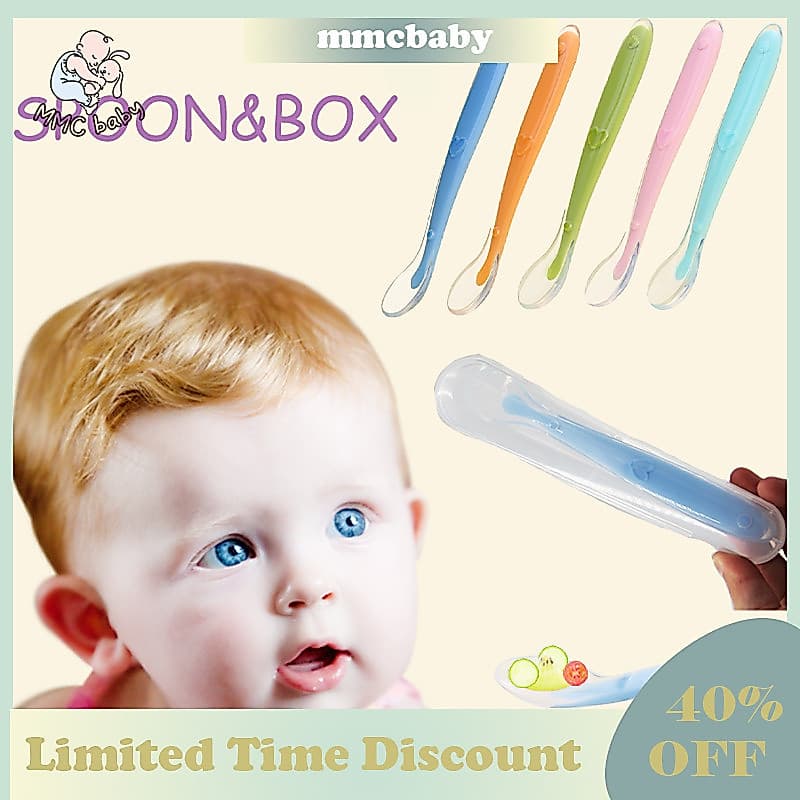Colher De Silicone Para Bebês Recém-Nascidos Alimentação Infantil Macia Crianças Caixa De Armazenamento Louça De Mesa