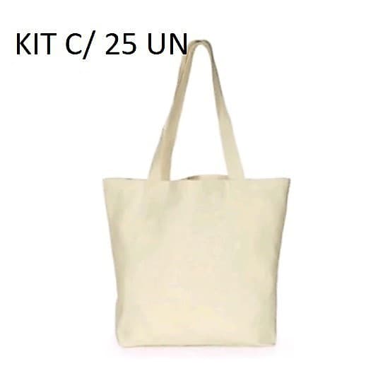 KIT 25 ecobag 32x38 cm GRANDE  lisa em algodão cru Ecológica
