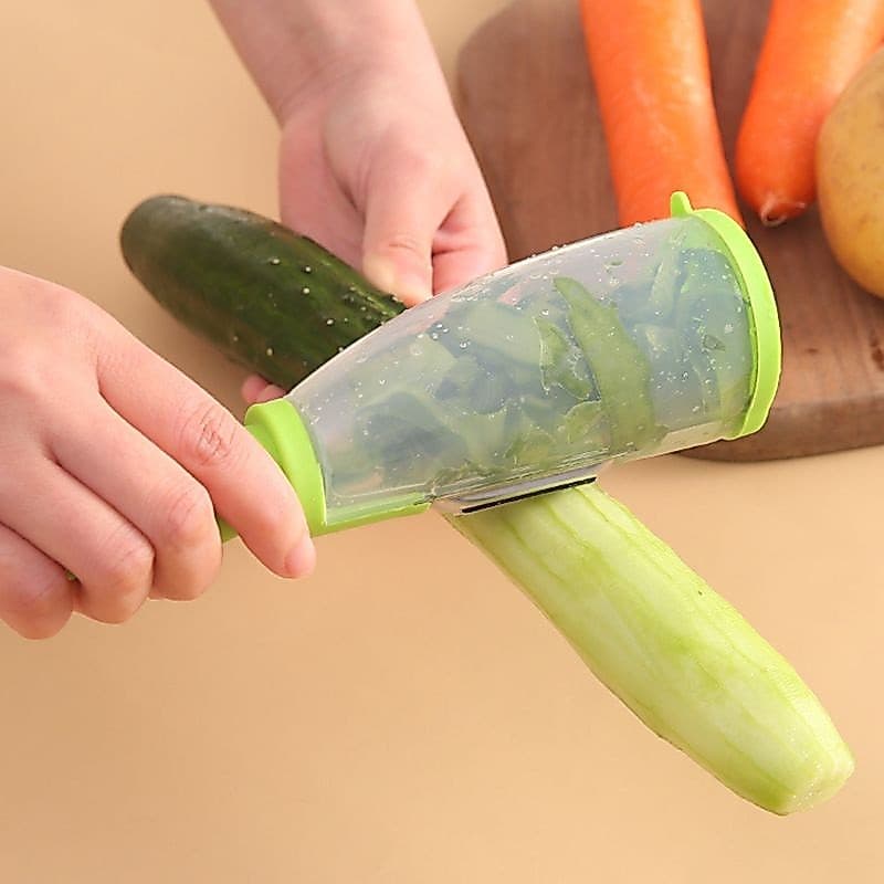 Descascador e Cortador de Legumes e Frutas com Reservatório Inox Cozinha Multiuso
