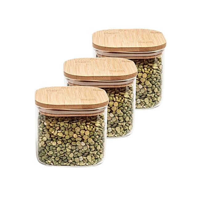 Kits 3 Potes de Vidro e Bambu 200 à 1900mL