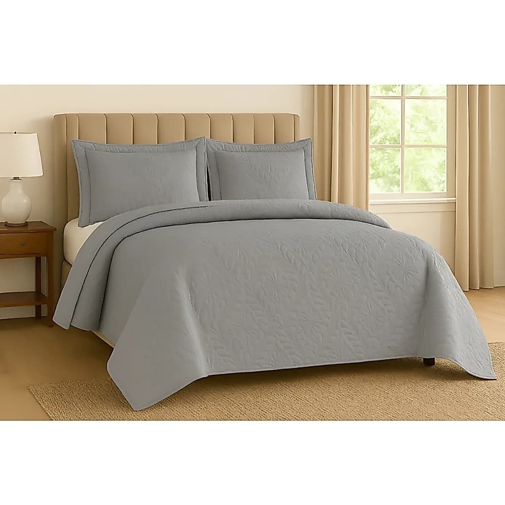 Cobre Leito colca Queen casal 3 Peças solteiro 2 peças Colcha Cama Kit Conforto Cinza Liso